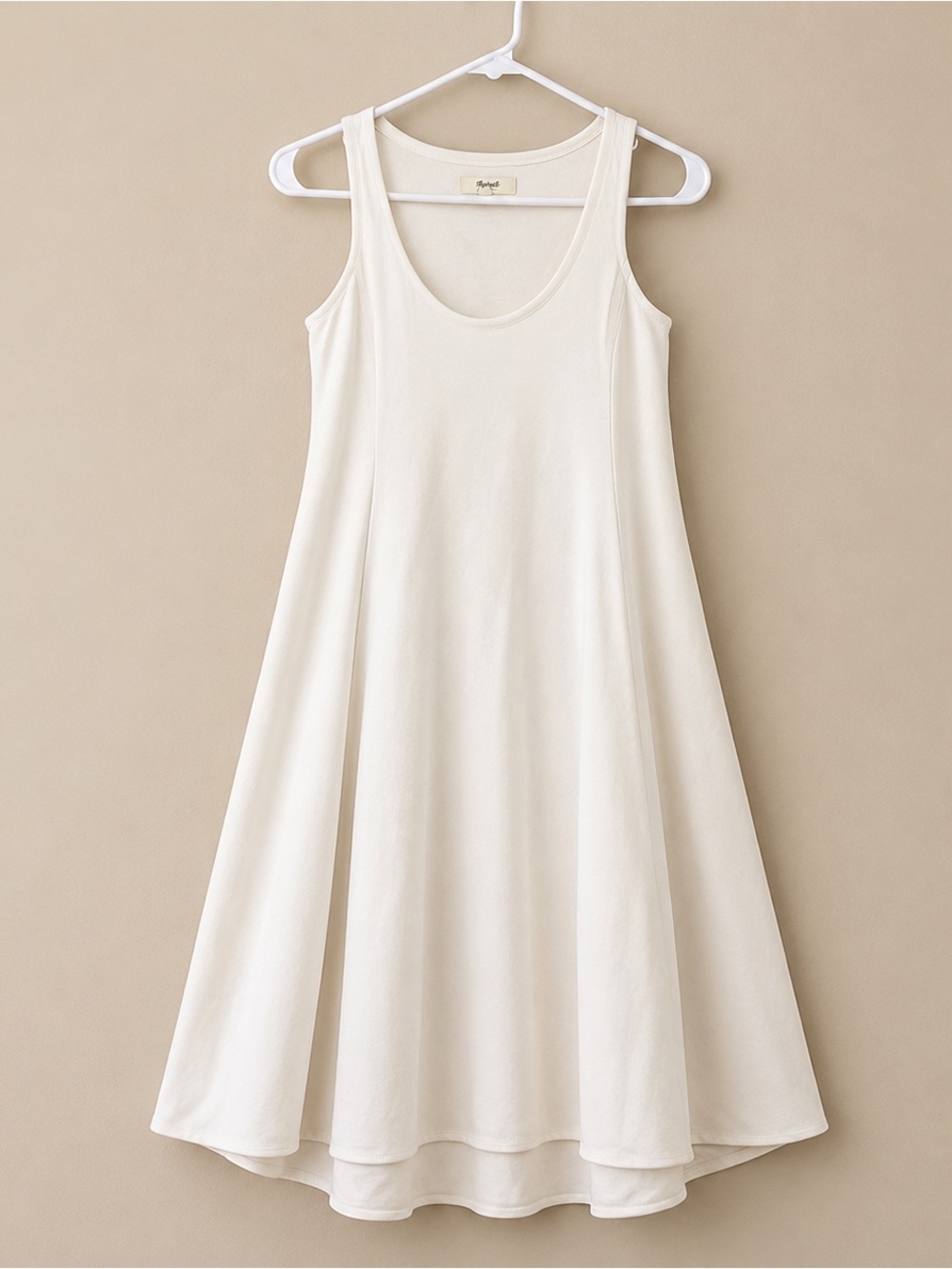 Madewell Tank Swing Midi Dress Ivory Cream Sleeveless A-Line Cotton Blend XXS